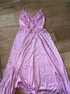 Vintage lady cameo dallas slip lace nightgown womens medium pink